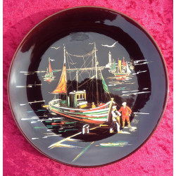 Assiette décorative peinte à la main : La Rochelle
