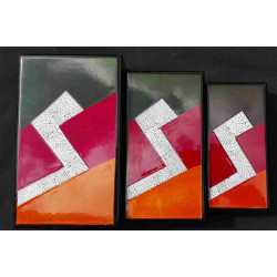 Set de 3 boites laquées désign à motifs géométriques