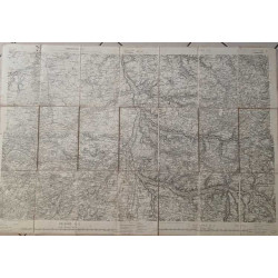 Ancienne carte d'Etat Major 1/80000 entoilée de Fontainebleau-Sens...