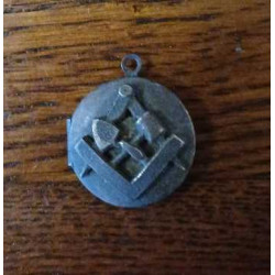 Petit médaillon maçonnique porte photo en métal argenté